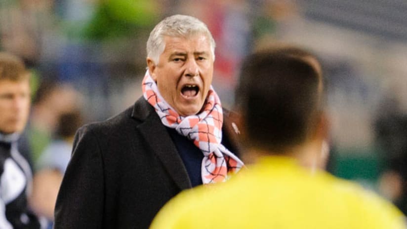 Seattle Sounders coach Sigi Schmid is not happy with the official