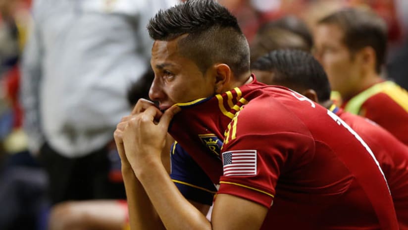 Real Salt Lake's Carlos Salcedo is in disbelief after their loss to DC
