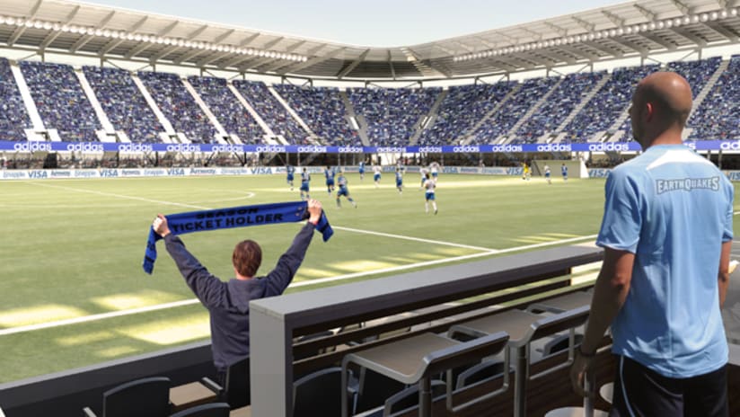 The San Jose Earthquakes will offer field level suites at their new stadium in 2013.