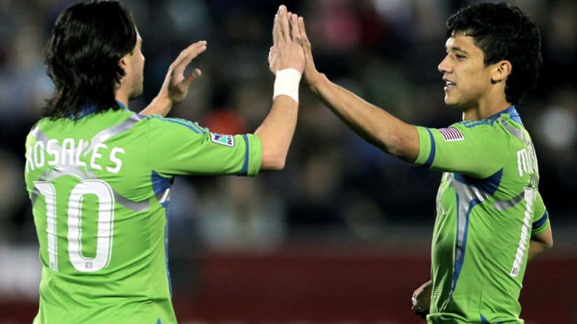 Seattle's Mauro Rosales (left) and Fredy Montero