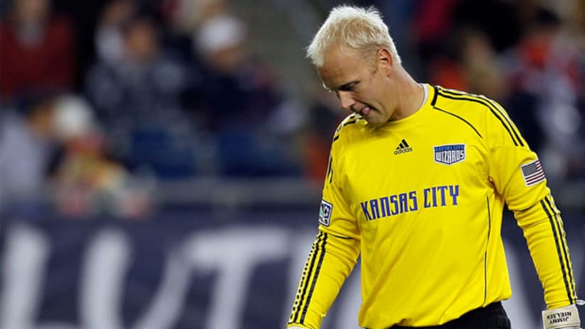 Kansas City 'keeper Jimmy Nielsen was caught badly out of his area to allow Shalrie Joseph the game-winning goal.