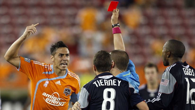 Geoff Cameron's frustrations boiled over in second-half stoppage time, and was shown red.