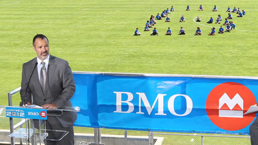 Montreal Impact's Joey Saputo announces BMO as a presenting partner of the expansion club.