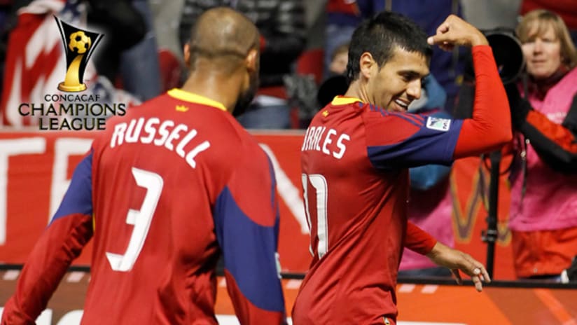 CCL: RSL's Javier Morales celebrates one of his two goals against Columbus.