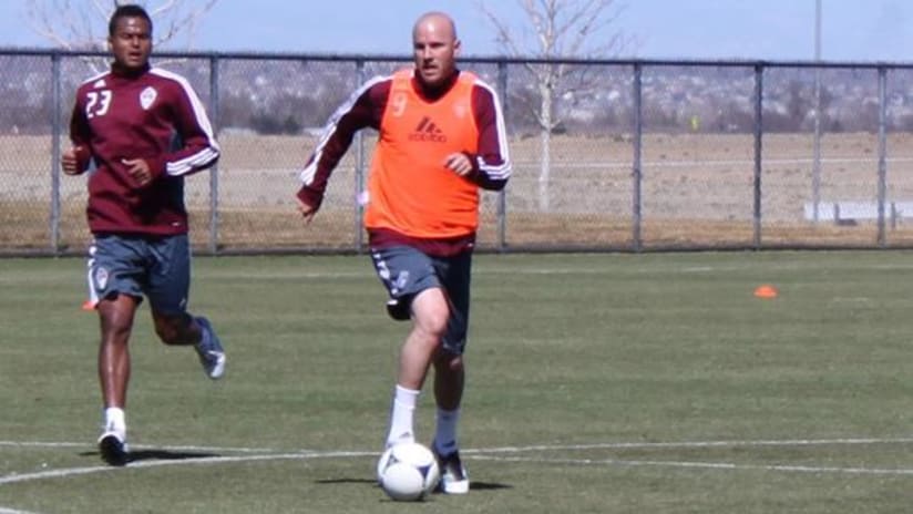 Colorado's Conor Casey works out for the first time in 2012.