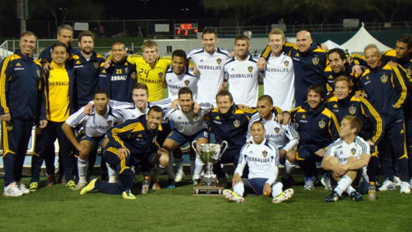 The Galaxy celebrate their win in the Desert Diamond Cup