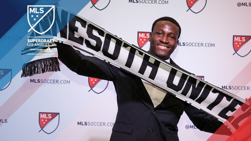 Abu Danladi - holds up Minnesota United scarf - 2017 MLS SuperDraft