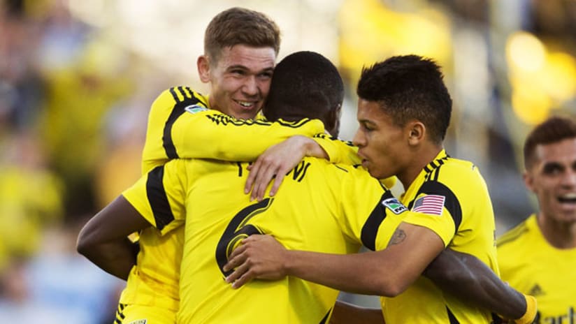 Wil Trapp and the Columbus Crew celebrate.
