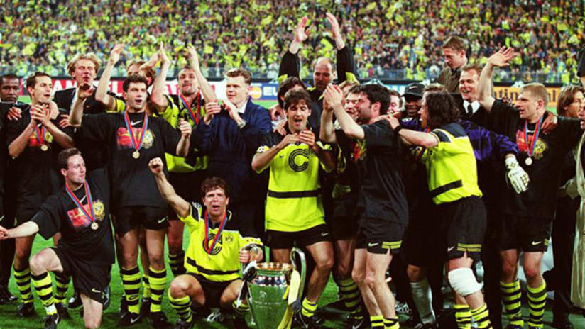 Borussia Dortmund celebrate 1997 Champions League win