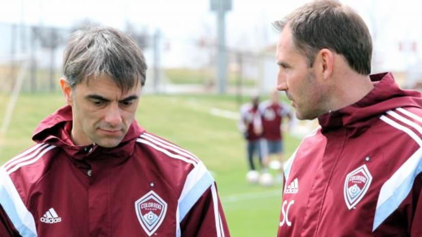 Claudio Lopez and Steve Cooke of the Colorado Rapids