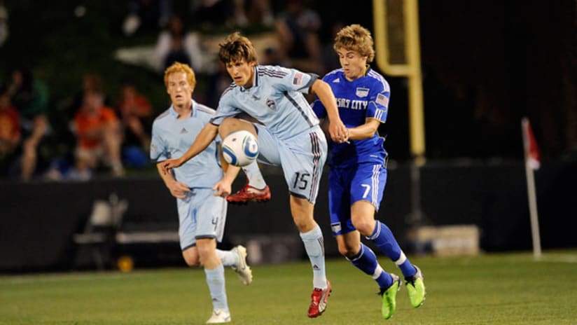 Colorado's Wells Thompson scored twice to lead the Rapids past Kansas City 2-1 in U.S. Open Cup play Tuesday night.