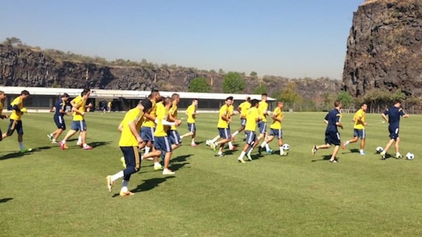 LA Galaxy train at Pumas UNAM's grounds