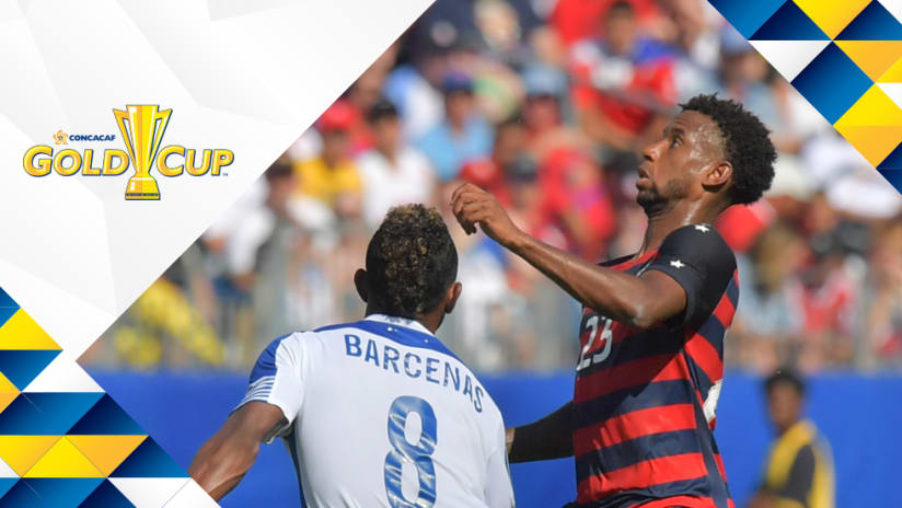 Gold Cup overlay: Kellyn Acosta heads the ball in USA vs. Panama
