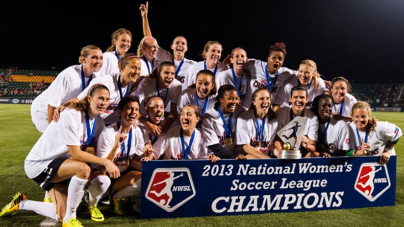 Portland Thorns FC celebrate the first NWSL title