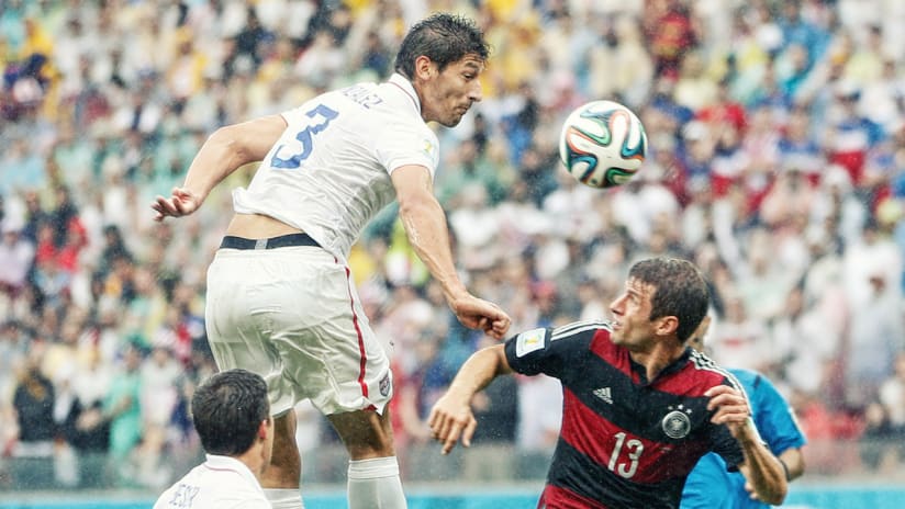 Omar Gonzalez defends against Germany