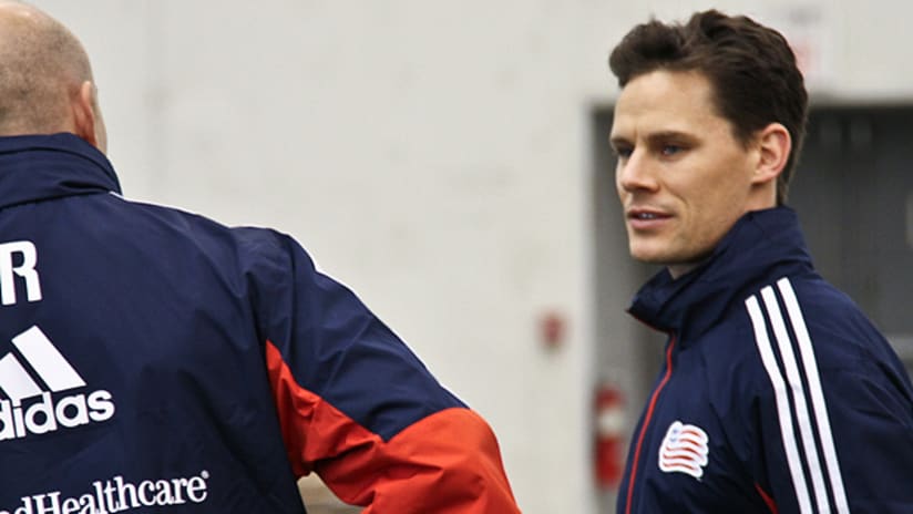 New England Revolution conditioning coach Nick Downing (right)