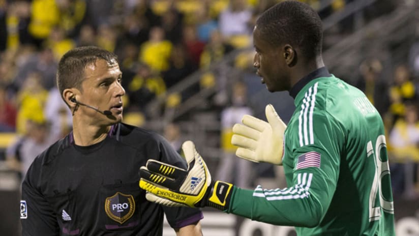 Bill Hamid argues with referee (April 27, 2013)