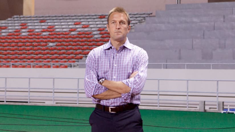 RSL head coach Jason Kreis at Estadio Nacional de Costa Rica