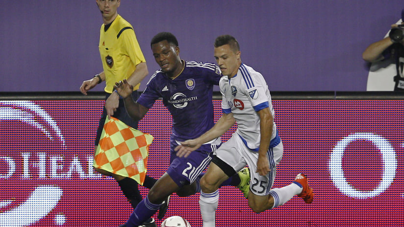 Cyle Larin plays against the Montreal Impact