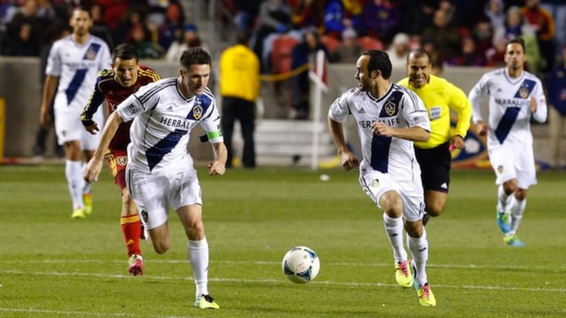 Landon Donovan and Robbie Keane in LA's playoff loss against RSL
