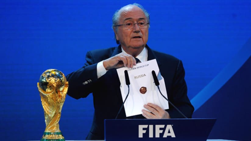 Sepp Blatter awards the 2018 World Cup to Russia.