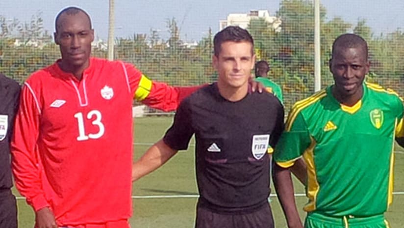 Canada's Atiba Hutchinson lines up before the Mauritania friendly