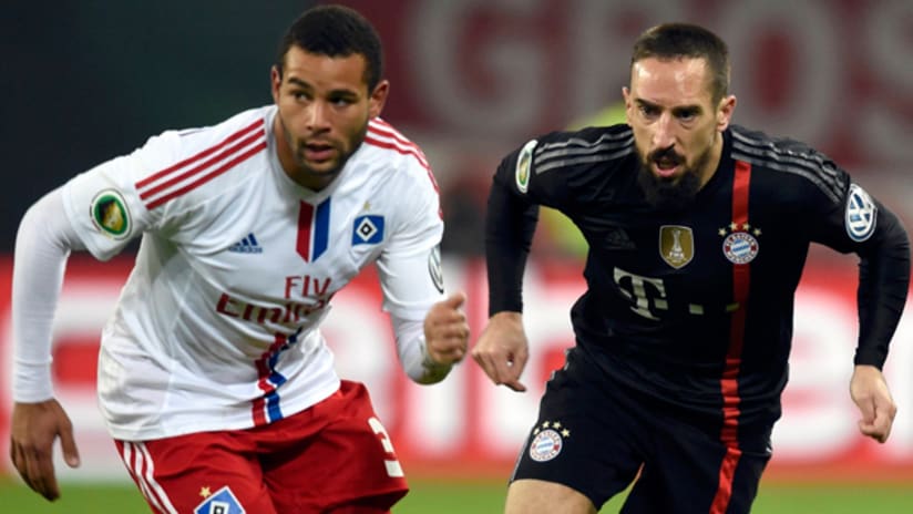 Hamburg's Ashton Gotz (potential USMNT player) and Bayern's Franck Ribery