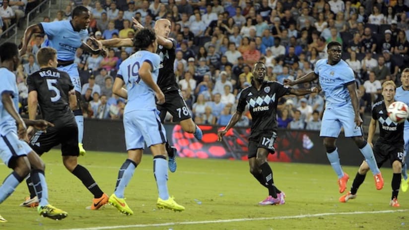 Sporting KC and Manchester City in action during a friendly