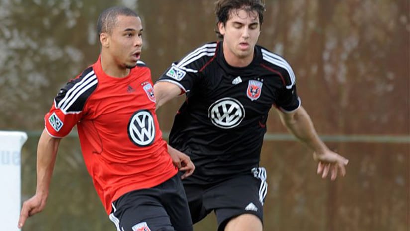 Charlie Davies during his first workout with D.C. United.