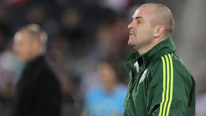 Portland Timbers head coach John Spencer during the team's season-opening loss to Colorado.