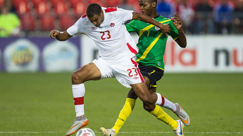 Tesho Akindele in action for Canada against Barbados