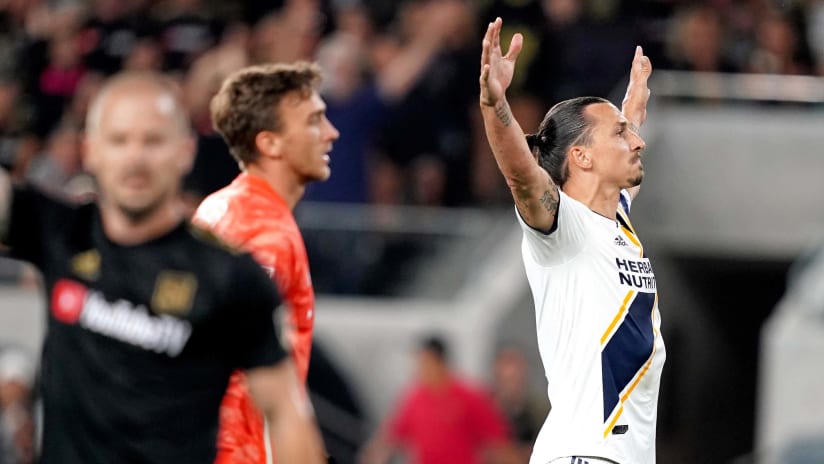 Zlatan Ibrahimovic - LA Galaxy - celebrates - Tyler Miller
