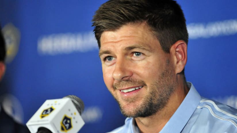 Steven Gerrard at his first LA Galaxy press conference on July 7, 2015
