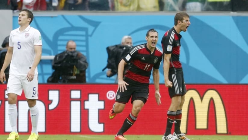 Thomas Muller celebrates Germany's opening goal