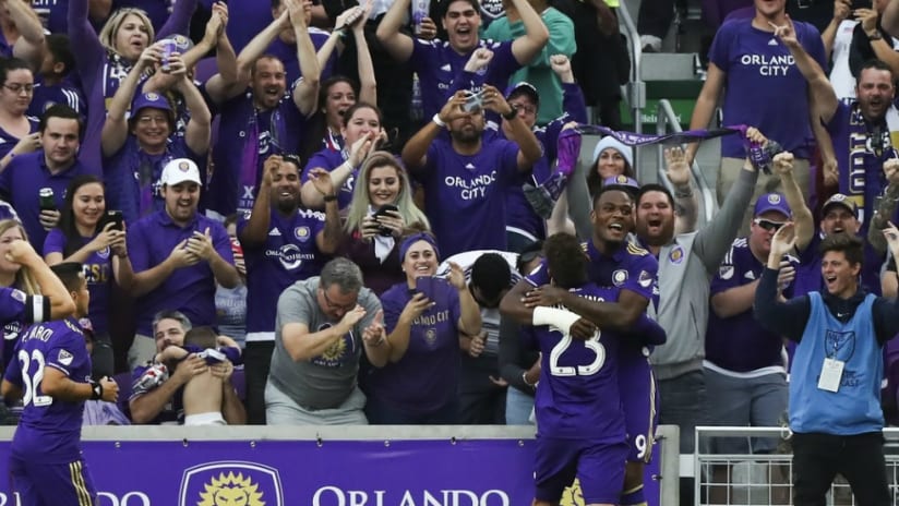 Cyle Larin celebrates first goal at Orlando City new stadium — 3/5/17