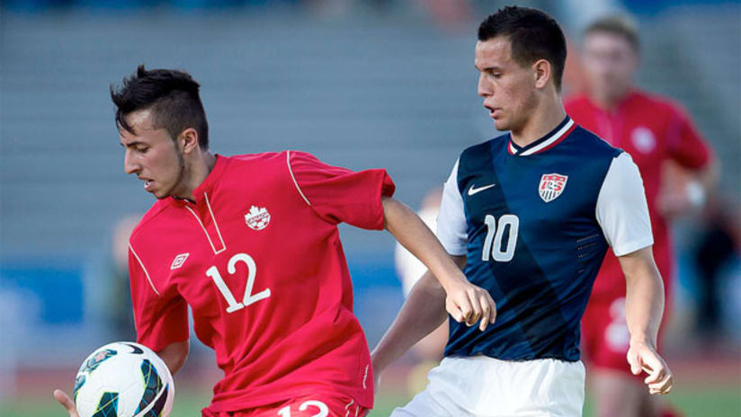 Canada's Dylan Carreiro and the USMNT's Luis Gil