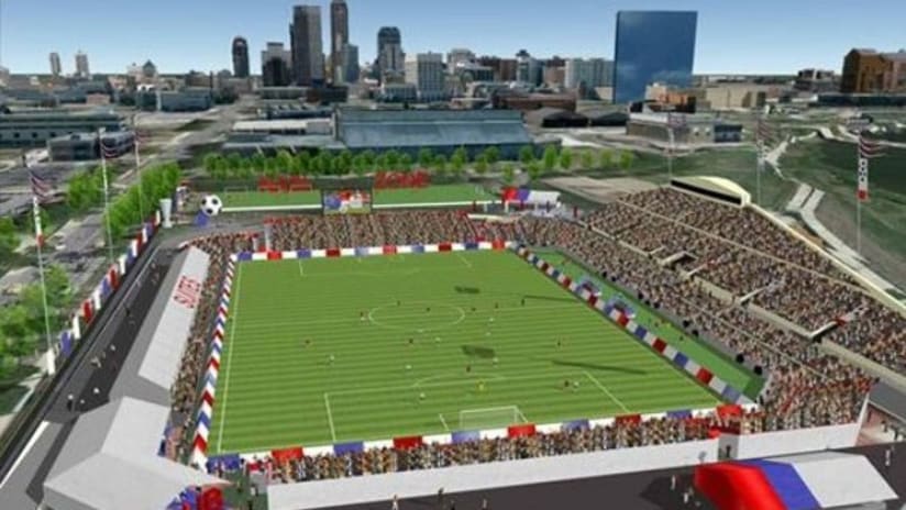 Rendering of a pro soccer stadium for Indianapolis' NASL team