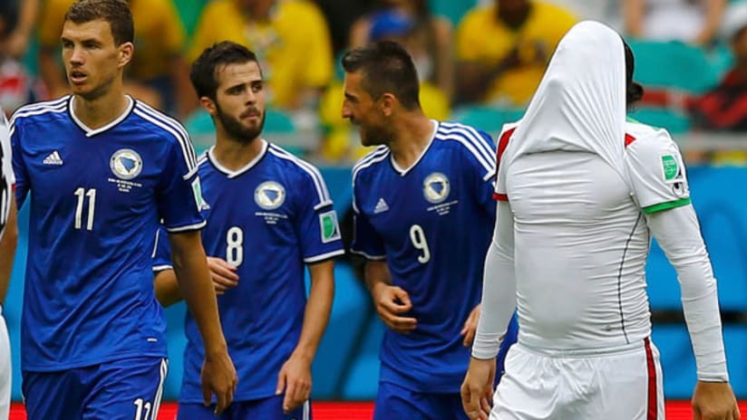World Cup: Bosnia-Herzegovina players after a goal against Iran