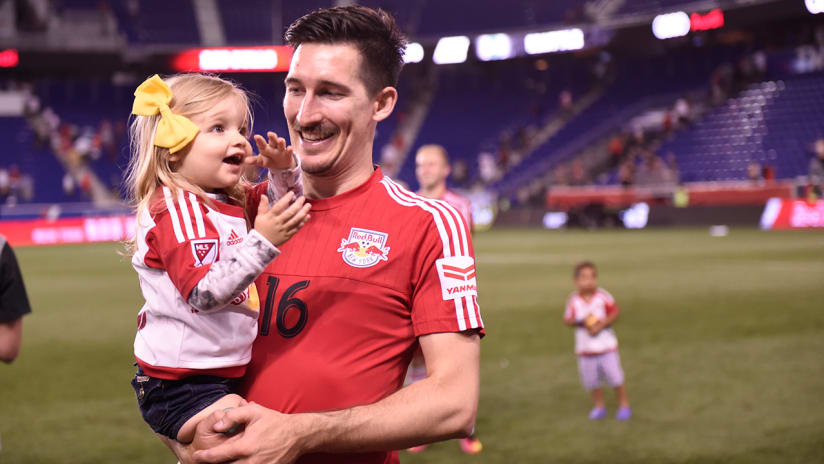 Sacha Kljestan - New York Red Bulls - with kid on Fathers Day 2016 - FOR EMBED