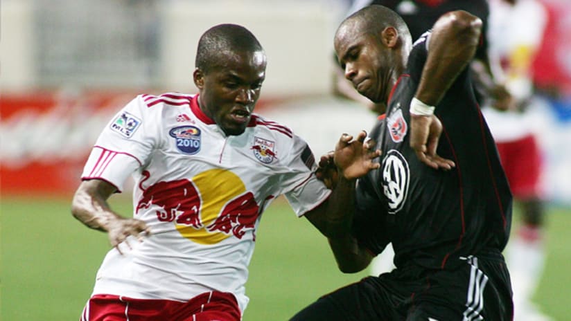 D.C. United's Julius James (right) kept Dane Richards and the Red Bulls offense at bay on Saturday.