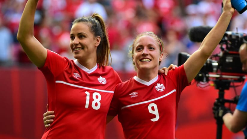 Selenia Iacchelli and Josee Belanger of the Canadian women's national team CanWNT