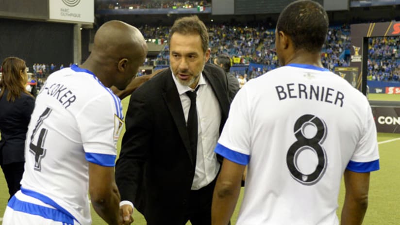 Gustavo Matosas greets Reo-Coker and Bernier after CCL final 2015