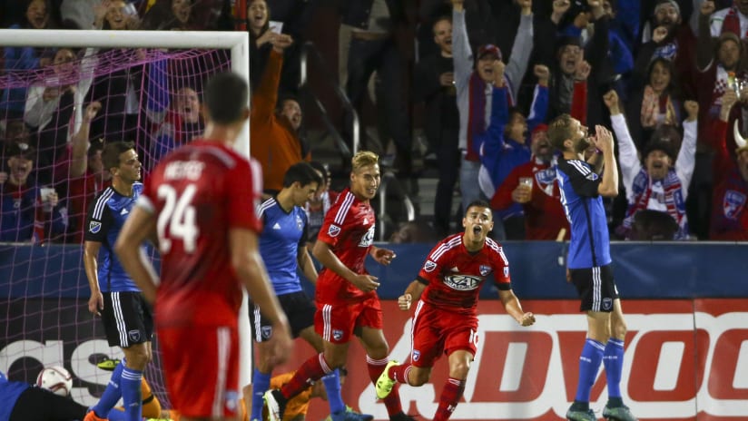 FC Dallas' Mauro Diaz celebrates his goal vs San Jose