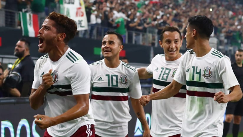 Jonathan dos Santos celebrates for Mexico - LA Galaxy