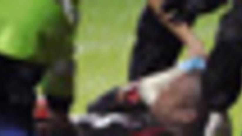 Milan goalkeeper Dida collapsed to the ground after a Celtic spectator made contact with him.