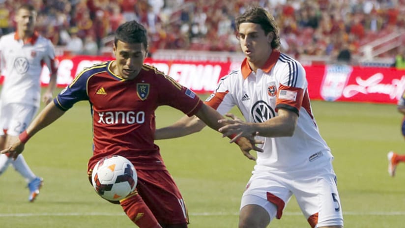 Real Salt Lake's Javier Morales and DC's Dejan Jakovic during the Open Cup final