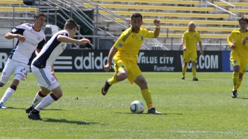Justin Meram in the Crew's Reserve League match vs. New England.