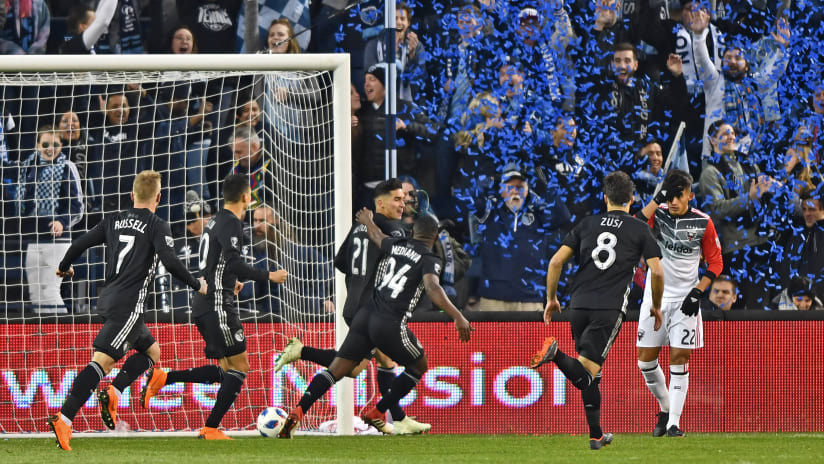 Felipe Gutiérrez - Sporting Kansas City - SKC - celebrates - goal- against - D.C. United