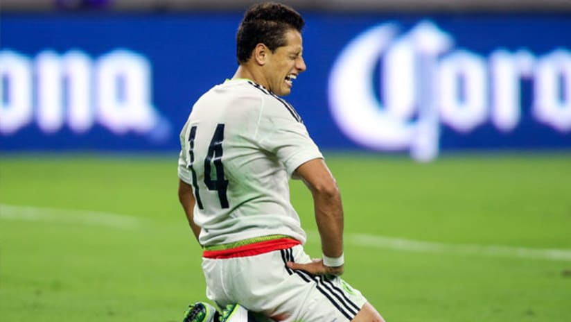 Javier Chicharito Hernandez grimaces during a Mexico match