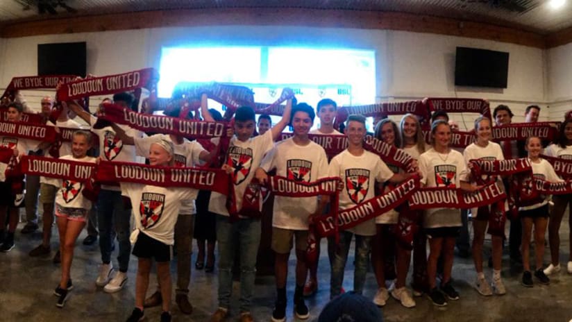 Loudoun United - DC United USL side - kids with scarves at unveiling - THUMB ONLY